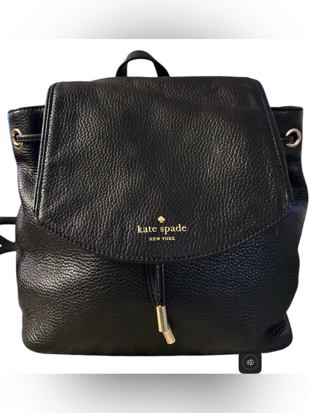 kate spade Black Leather Drawstring Backpack